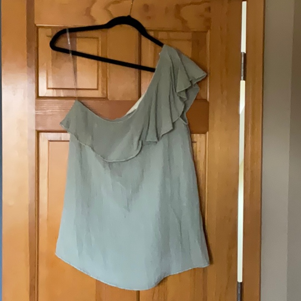 Tan/burlap colored one shoulder top